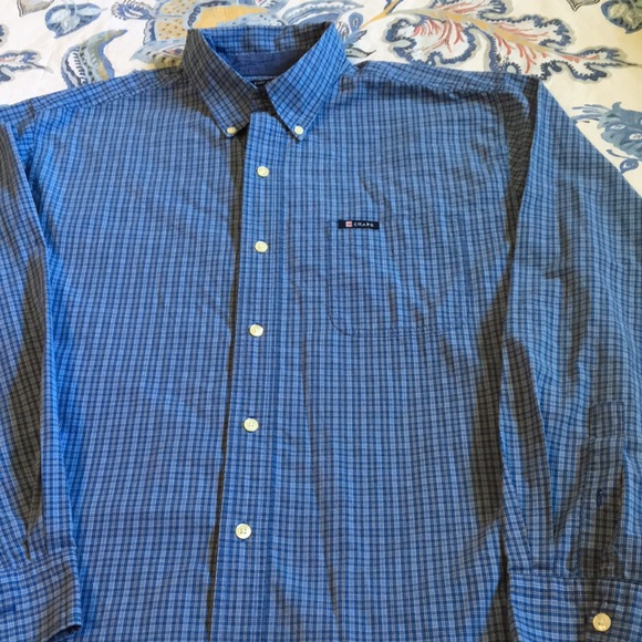 Chaps blue plaid button down, men’s L - Picture 1 of 5